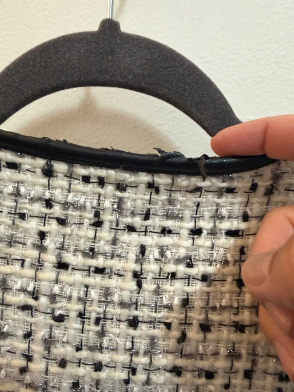 New York and company seventh Avenue Textured Black & White Tweed Bomber Jacket - Picture 6 of 6